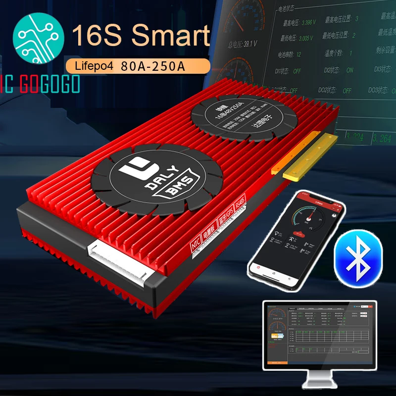 DALY Smart 16S 48V Lifepo4 150A 200A 250A непрерывная плата защиты литиевой батареи 3 2 V BMS Bluetooth APP CAN
