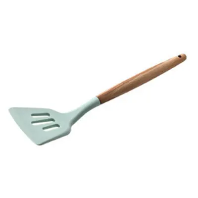 Slotted Turner Green Кухонные принадлежности из силикона деревянная ручка кухонная утварь антипригарная кулинарная ложка шпатель ковш венчики для взбивания яиц кухонное приспособление - Цвет: Slotted Turner Green