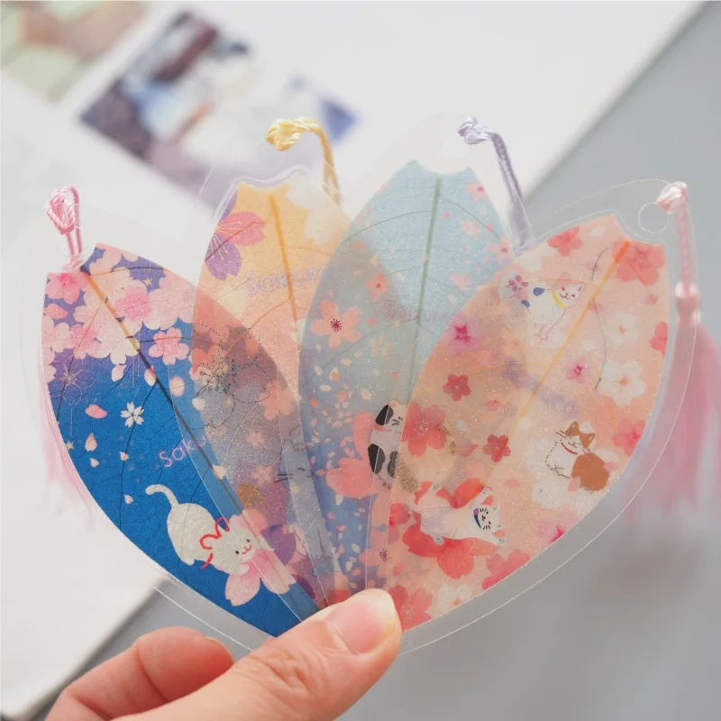 

1pcs Beautiful Cherry Series Leaf Veins Bookmark Student Stationery School Office Supplies Style Random