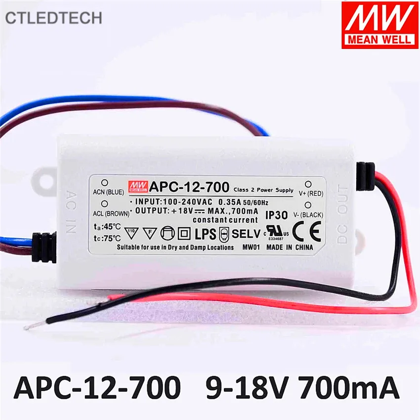 Mean Well APC-12-350 APC-12-700 9-36V350mA 700mA Constant Current LED Driver Class 2 Supply Unit For 12W Ceiling Light | Освещение