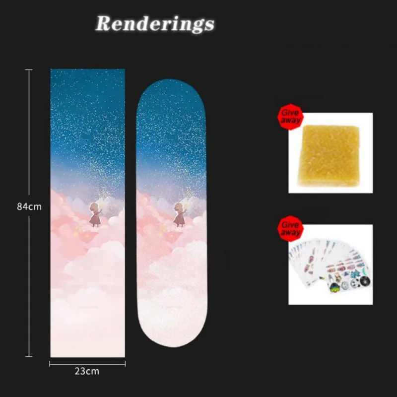 

Skateboard Deck Sandpaper 84*23cm Double Rocker Skate Board Sticker DIY Non-slip Scooter Sticker Colorful Deck Protector Hot