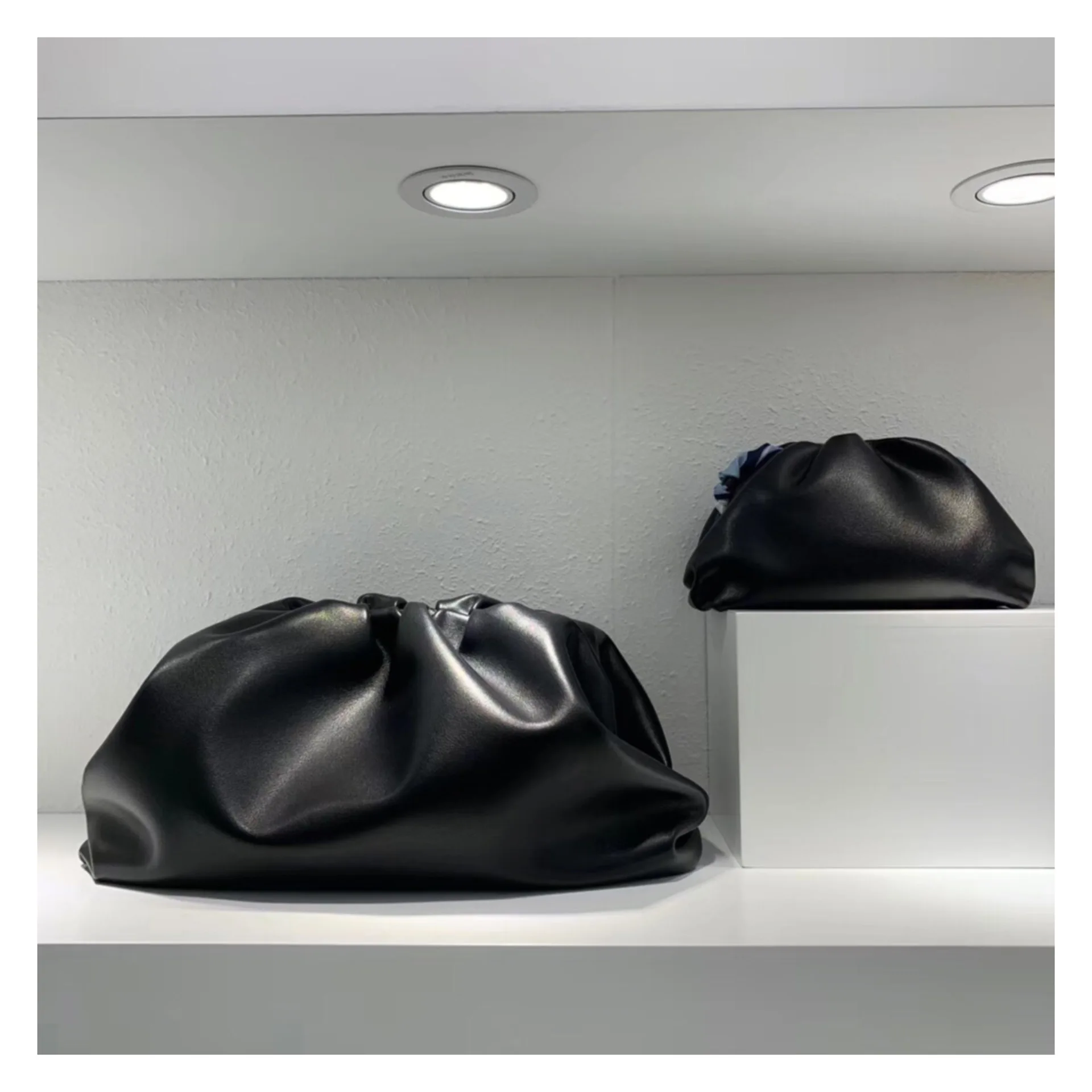 Ins натуральная коровья кожа облачная сумка мягкая мятая пельмень через плечо