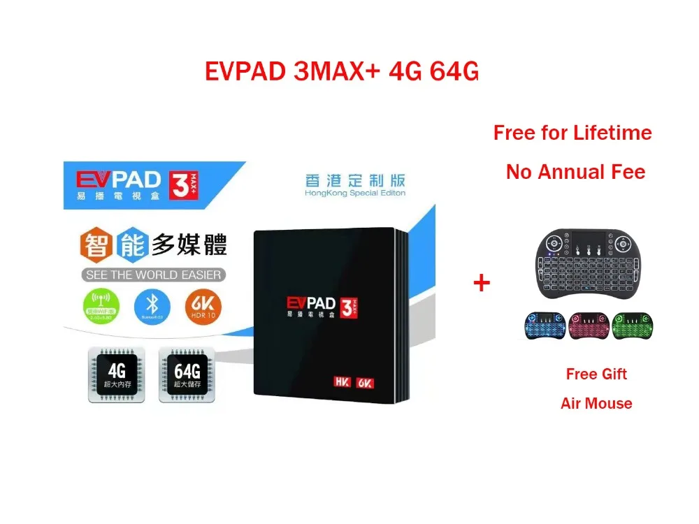 EVPAD 3 3S 3Plus 3Max+ Android ТВ-приставка с клавиатурой ТВ-приставка поддержка BT wifi волоконная ТВ-приставка