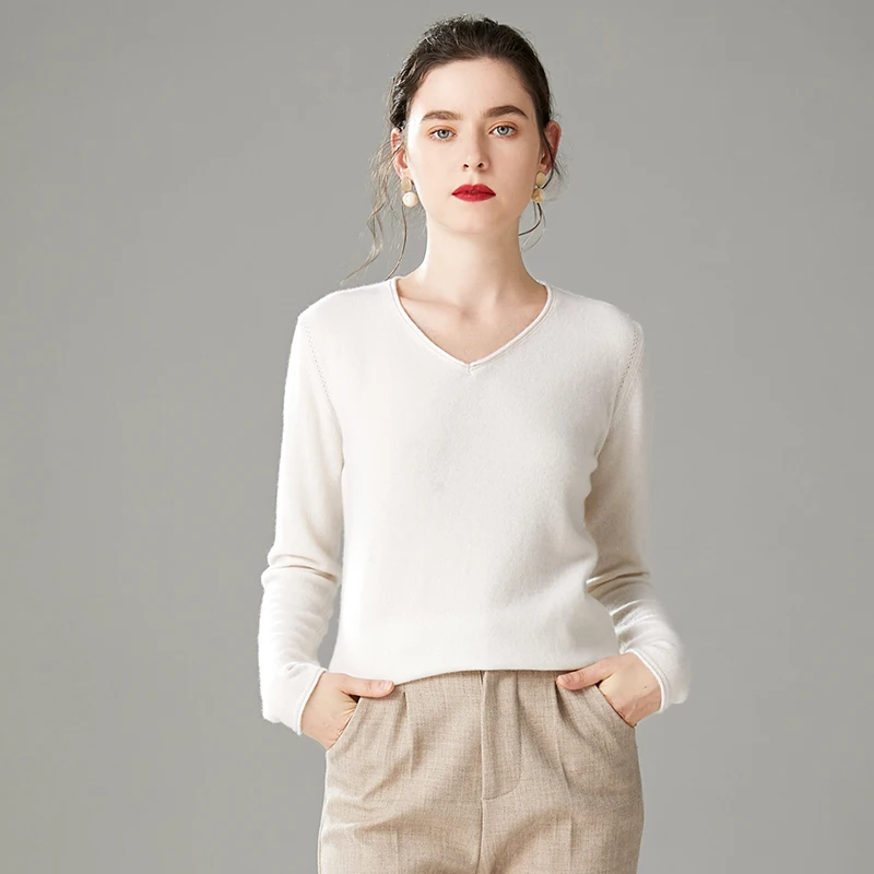 

Autumn and Winter Sweater Women 100% New V-Neck Sweater Woman Short Slim Knit Pure Wool Pullover Bottoming Shirt Free Shipping