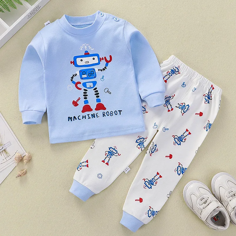 

children Sleepwear baby girl spring cotton sets boys Homewear Kids Pajamas Pyjamas Kids Nightwear 0-4Y unisex teenage clothes