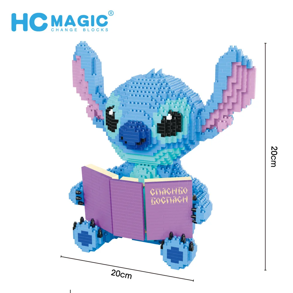 

2570pcs+ HC1046 Reading Stitch Diamond Building Block Mirco Lilo & Stitch Figure Cute 3D Model For Mini Bricks Children Toys