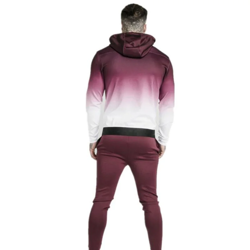 Мужская повседневная спортивная толстовка с 3d градиентом на молнии модная черно