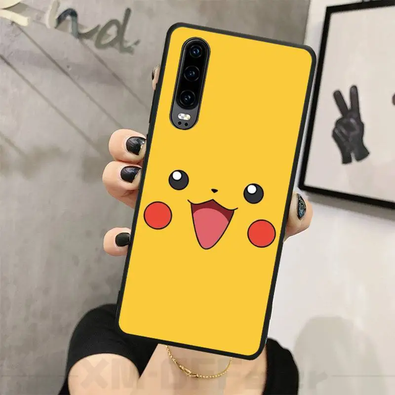 

Cartoon Pokemons Pika Go PokeBall Phone Case Black TPU For Huawei P20 P30 P40 Pro Mate Lite Plus Smart Nova 5t Cover Carcasa