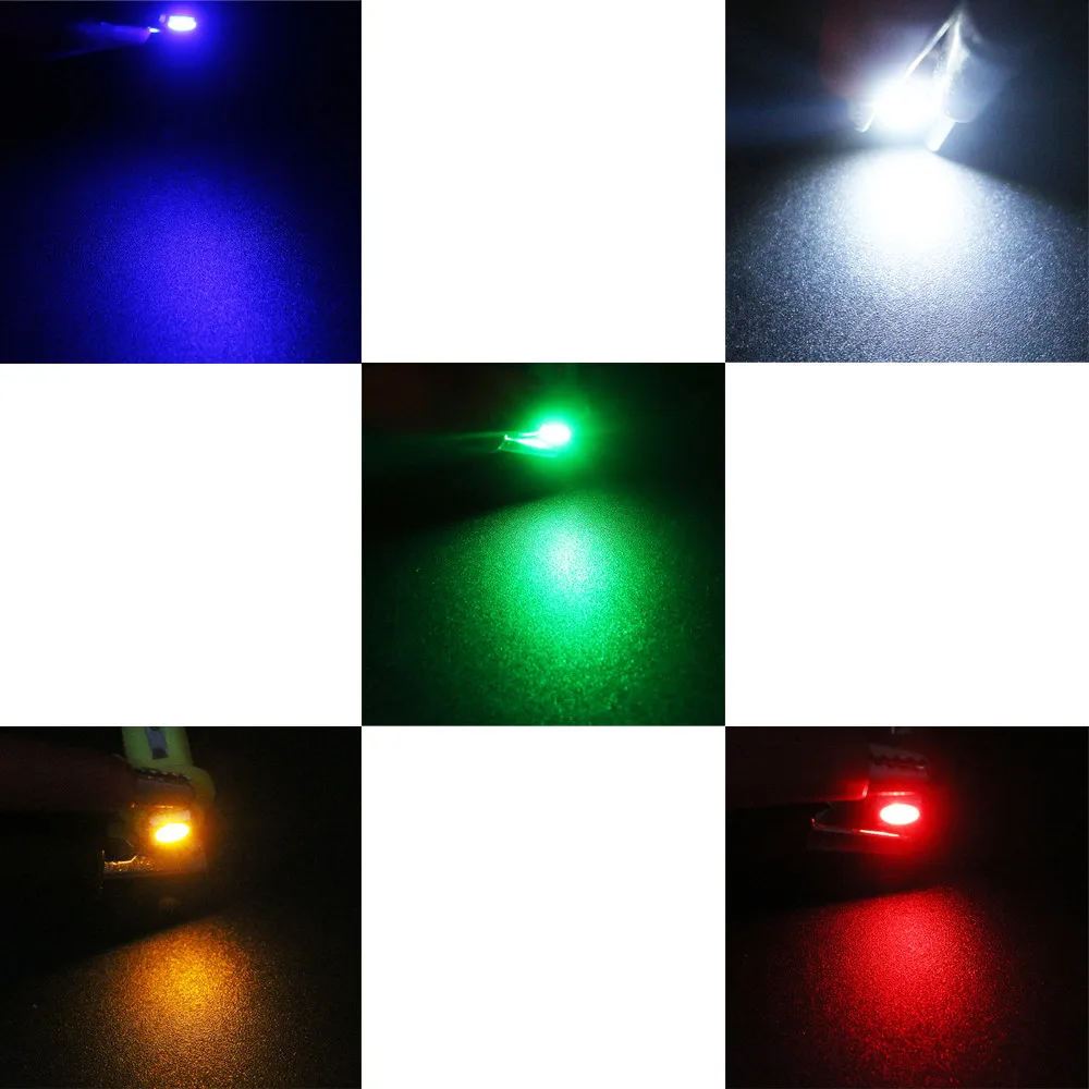 

100X T5 5050 1SMD Wedge Led Dashboard White Red Blue Green Yellow Pink Car Auto Light Interior Interior Bulb Side Lamps DC 12V