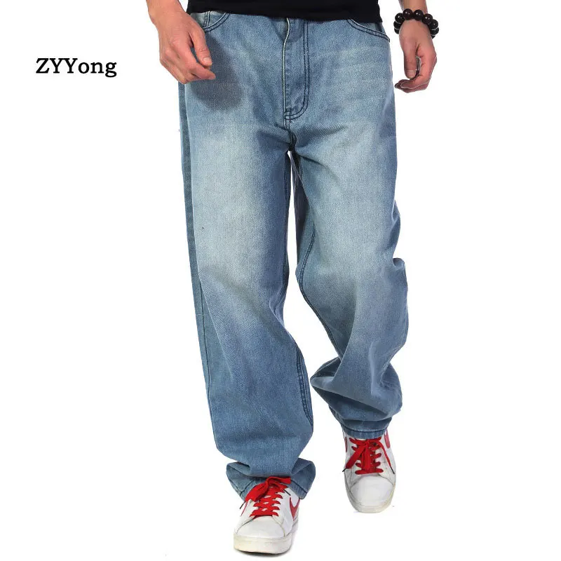 Осень Большой размер мужчин джинсы в ковбойском стиле прямые брюки с заниженным