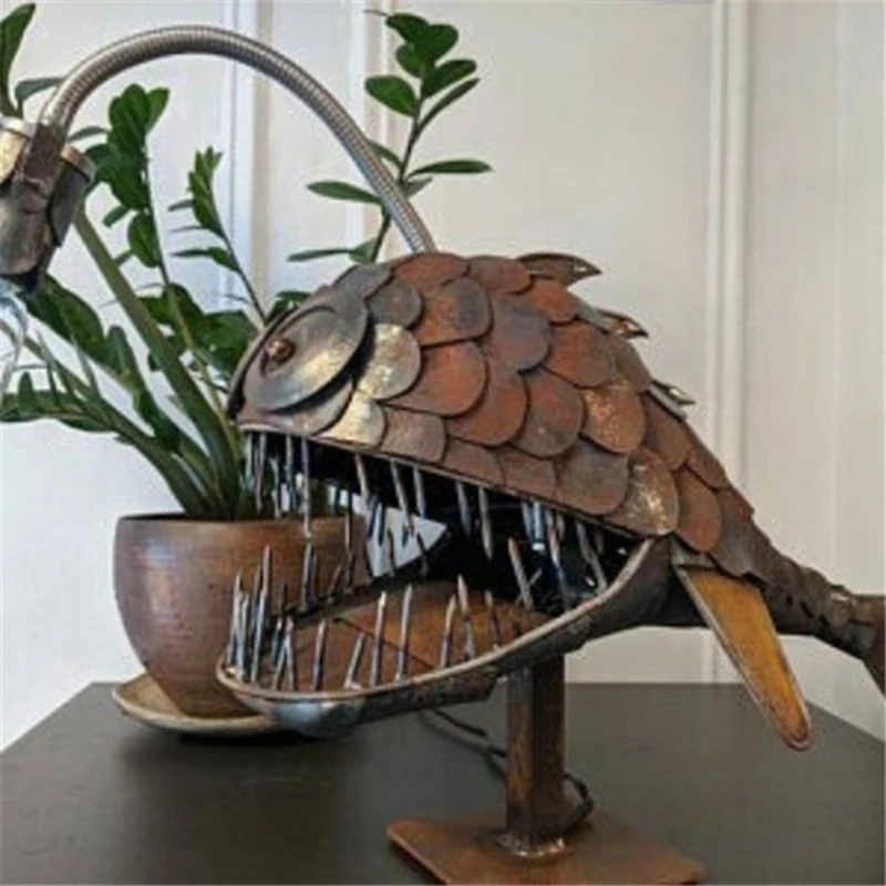 

Handmade Night Lights Custom Angler Fish Lamp Art Lamps USB Angler Lamp Shark Lamp Table Lamp Bedroom Living Room Office Angler