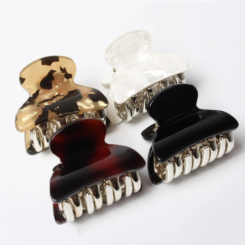 

4pcs/set Acrylic Hair Crabs Small Hairpins Women Noble Shiny Metal Color For Girl Hair Accessories Danrrsh