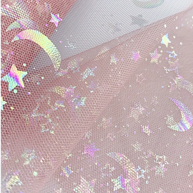 15 см * 10 ярдов Пятна Звезда Луна Мягкая сетчатая ткань для платья девочек юбка