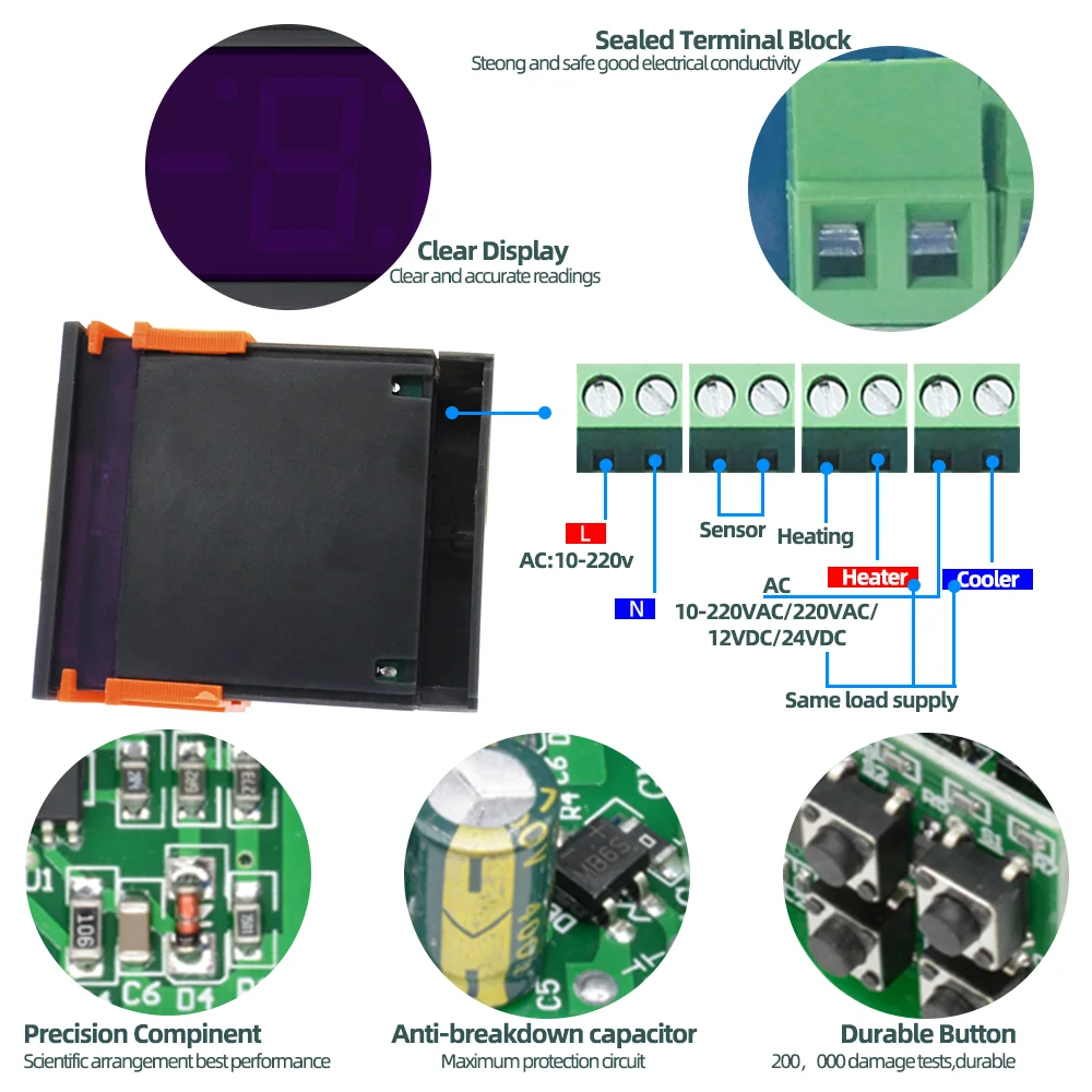 STC 1000 12V 24V 220V STC1000 цифровой регулятор температуры Термостат терморегулятор