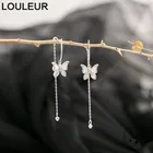 Женские серьги-бабочки из серебра 925 пробы, с цепочкой