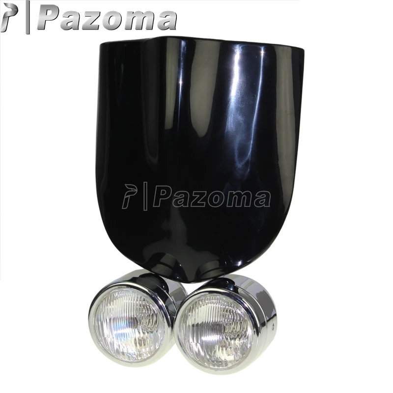 Black Chrome 3,5 дюймов, фара с двойным доминатором H4 35 Вт, налобный фонарь с черным лобовым стеклом Buell, Стильный экран для Streetfighter MX XB12X XB12S XB12R XB-9 - Цвет: Black Chrome