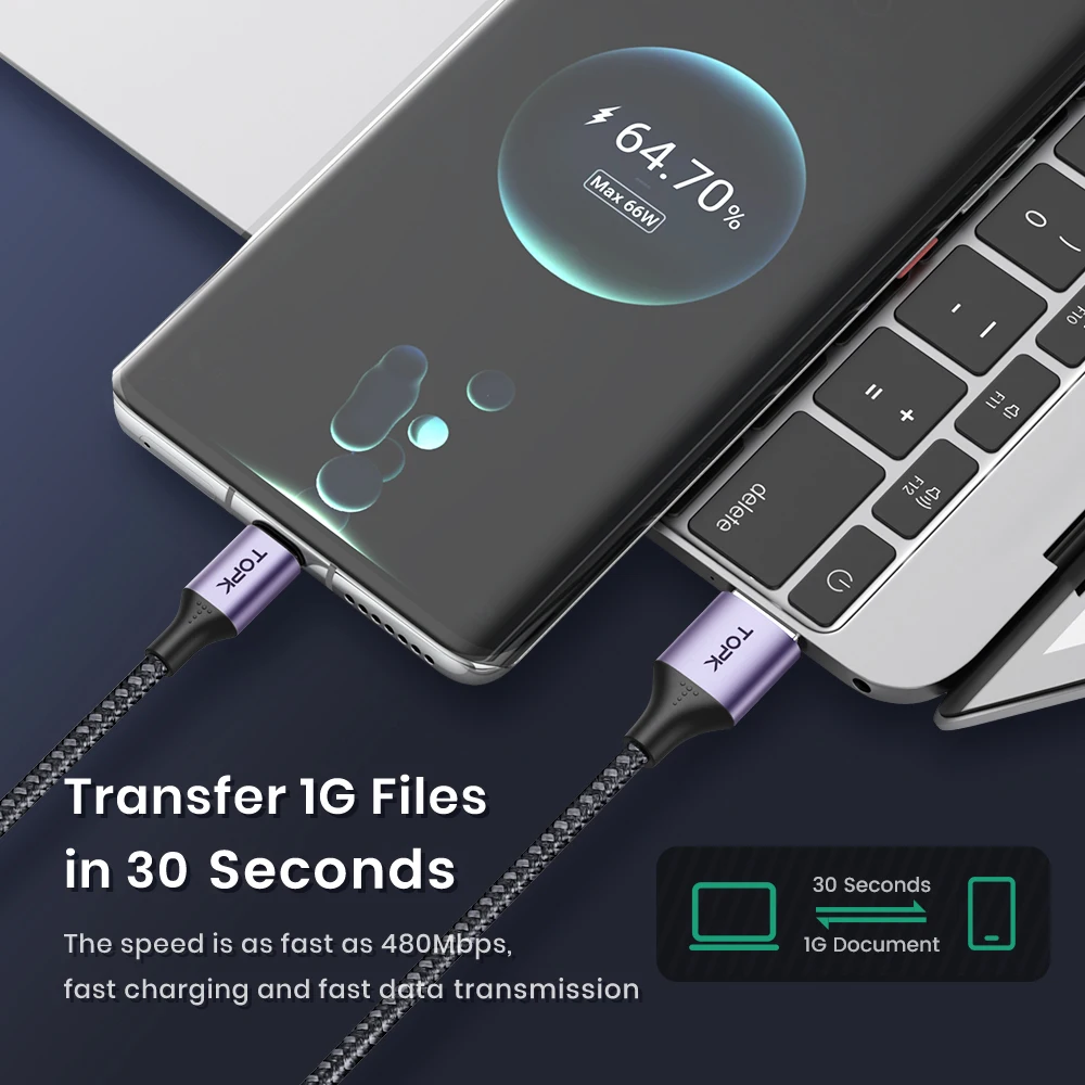 TOPK AN10 3A Micro USB Type C зарядное устройство для телефона зарядный кабель шнур Быстрая