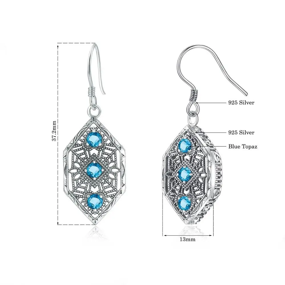 

Silver Chakra Silver Earrings For Women Blue Topaz Gemstone Drop Earring Silver 925 Jewelry Bohemia Style Elegant Accessories
