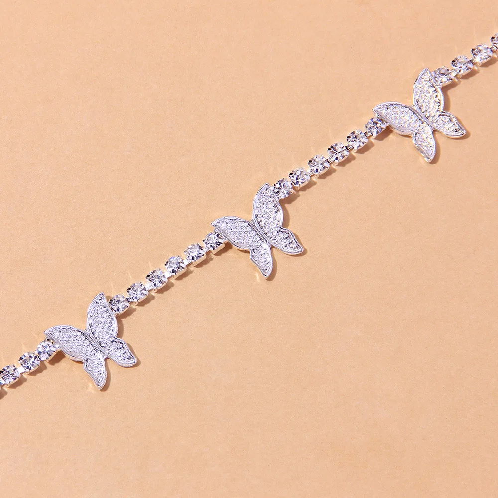 

Stonefans Ins Fashion Butterfly Anklet Tennis Chain Bracelet for Women Cute Butterfly Rhinestone Anklet Beach Barefoot Chain