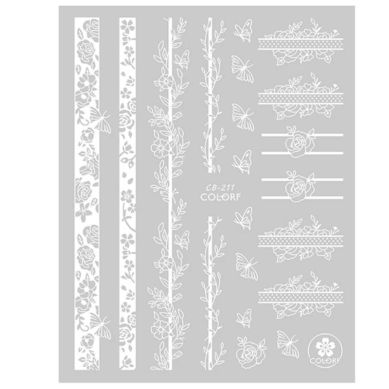 

3D Blcak White Fire Flame Nail Stickers Slider Gold Silver Manicure Decals DIY Accessories Nail Art Decorations Decor Tool