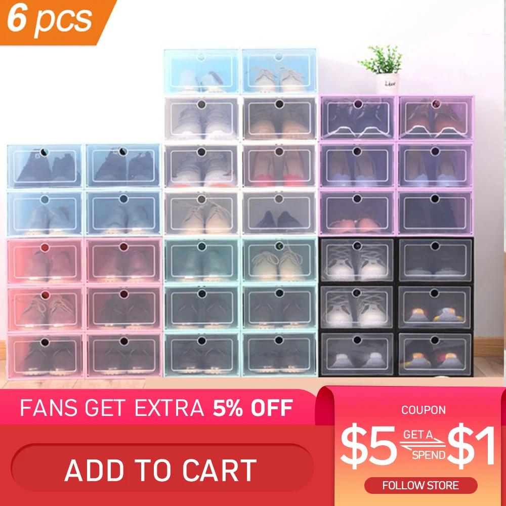 6 шт. утолщенной обувной шкаф пыле обувь Поддержка Экономия пространства стенд