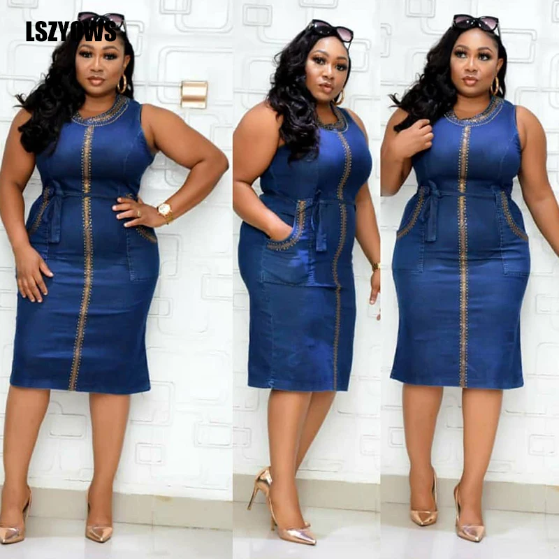 

Fashion Tank Denim Dress Women Casual Party Sleeveless Bodycon Midi Dresses Summer Ladies Vintage Washed Jeans Dress Streetwear