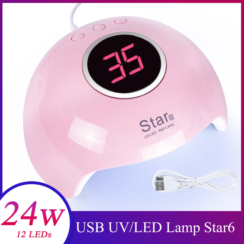 24 Вт/9 Вт УФ-лампа для сушки ногтей 12 светодиодов USB маленькая лампа для всех гель-маникюра ЖК-дисплей Сушилка для ногтей инструмент для ногтей CHStar6/Mini