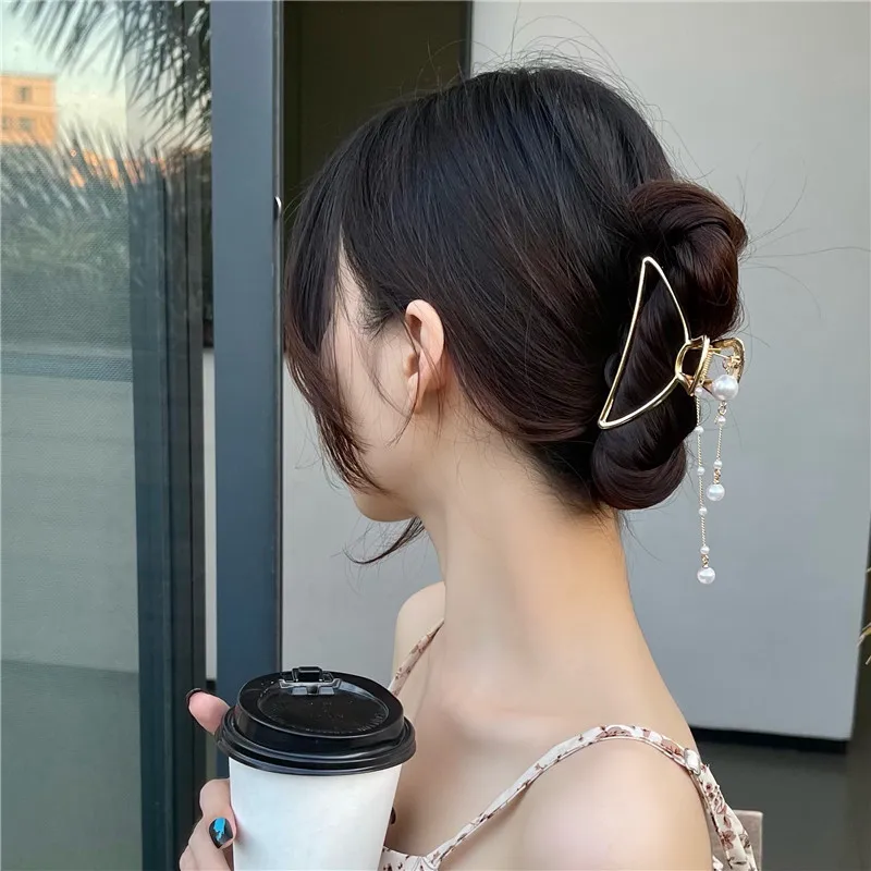 

New Tassel Pearls Temperament Hair Clip Claw Clamp Fairy Sccesorios Para El Cabello