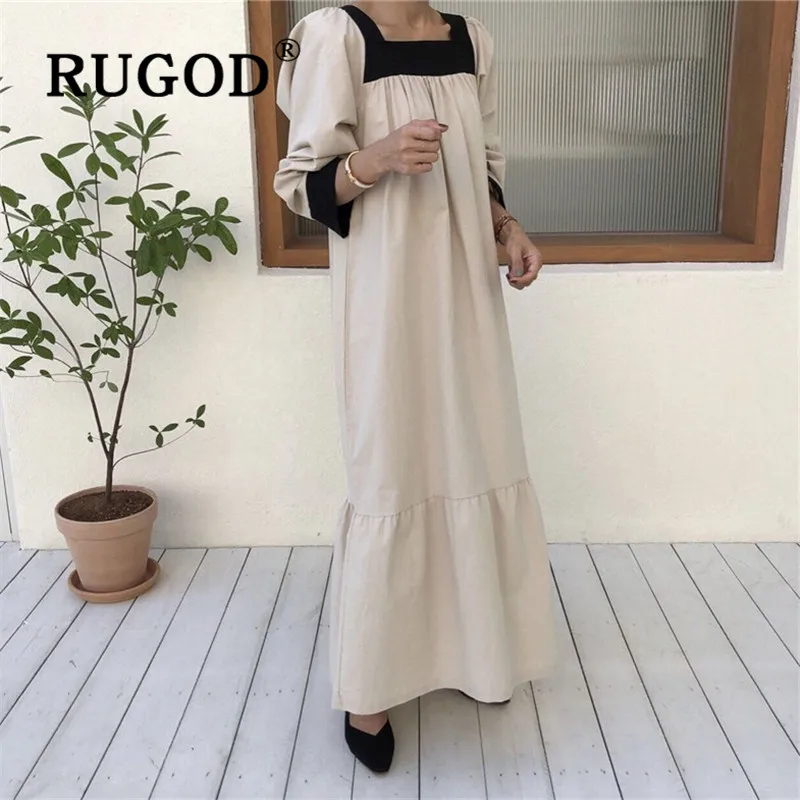 RUGOD новинка корейский стиль шикарное винтажное свободное квадратный воротник