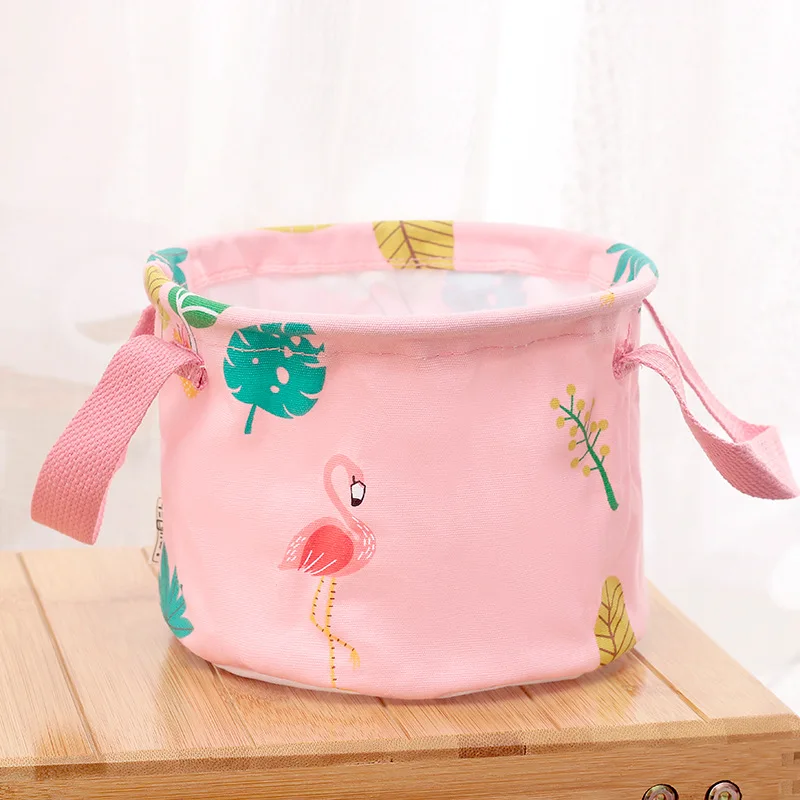 Pink flamingo Из хлопка и льна с рисунком настольная корзина для хранения всякой всячины Макияж Организатор нижнее белье коробка для хранения бюстгальтеров Ванная комната водонепроницаемые сумки для хранения - Цвет: Pink flamingo