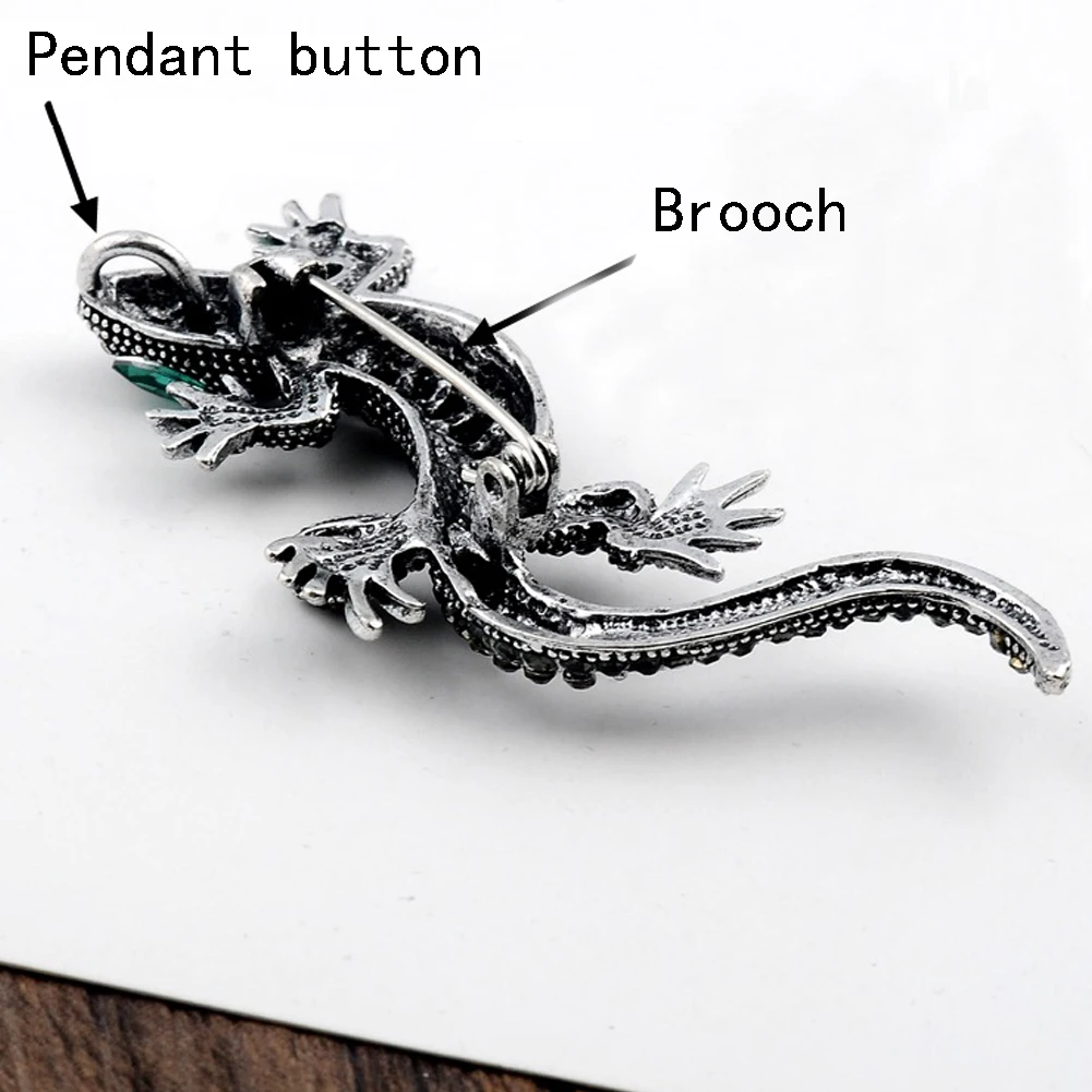Модная брошь ящерица с кристаллами для женской рубашки милые серебряные