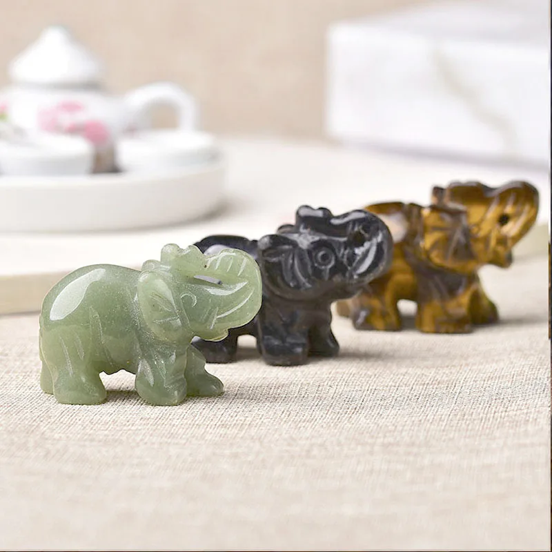 1 шт. натуральный кристалл цветной слон ручная работа резные животные редкие