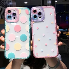 Colorful Cute Wave Poin Clear Phone Case For iPhone 13 Pro MAX 12 11 X XS XR 7 8 Plus Fashion Transparent Soft Shockproof Cover