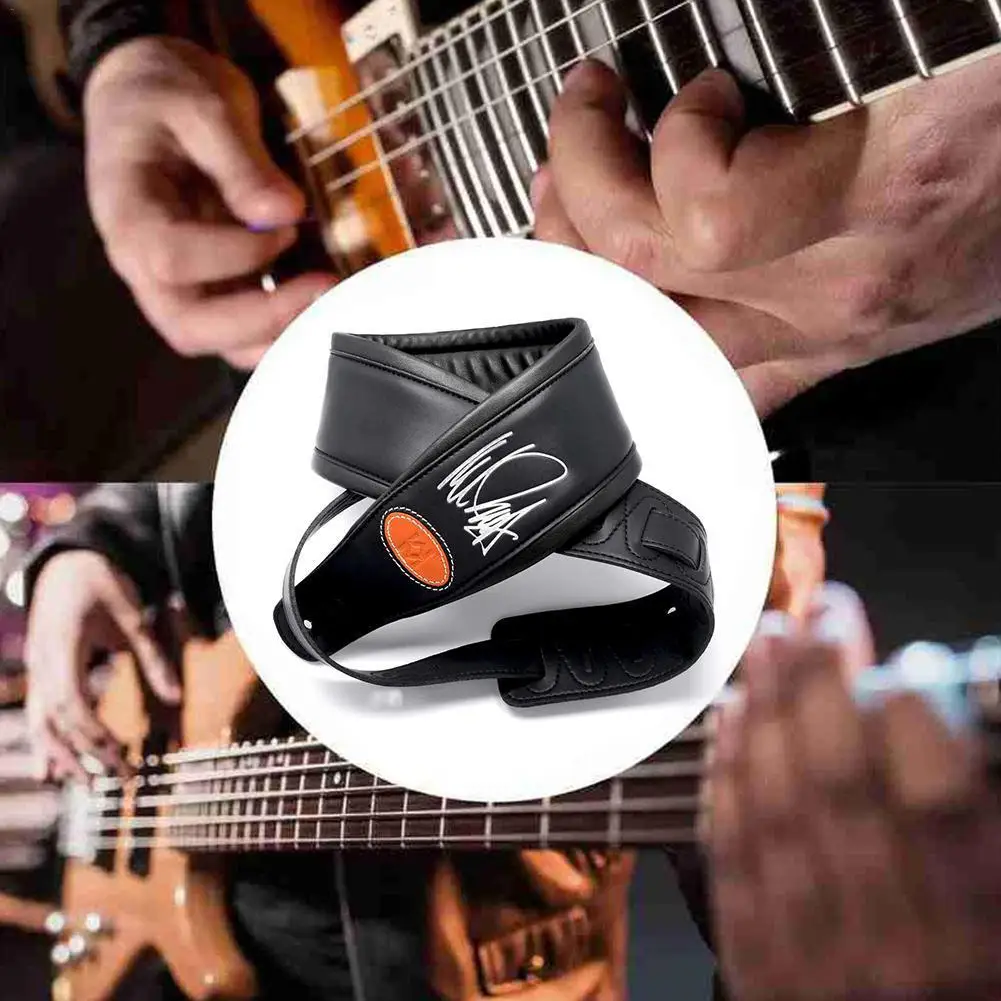 

Electric Guitar Bass Strap Signed PU Leather Strap Belt Adjustable Super Soft Durable Guitarra Straps Accessories