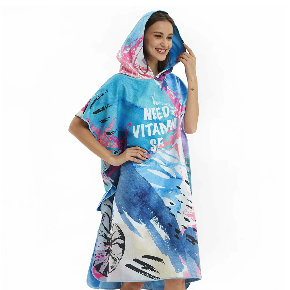 Quick-Dry Microfiber Beach Towel Outdoor Sports Hooded towels Diving/Surf/Swim Cloak Poncho Changing Robe Towels |