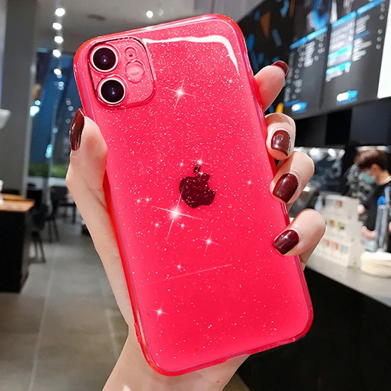 

Luxury Glitter Powder Transparent Case For iPhone 11 Pro XS Max 12 Mini X XR 7 8 Plus SE 2 Clear Soft Silicone Shockproof Cover