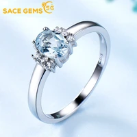 sacegems solid 100%925 sterling silver rings for women created sky blue topaz gemstone ring wedding engagement band fine jewelry