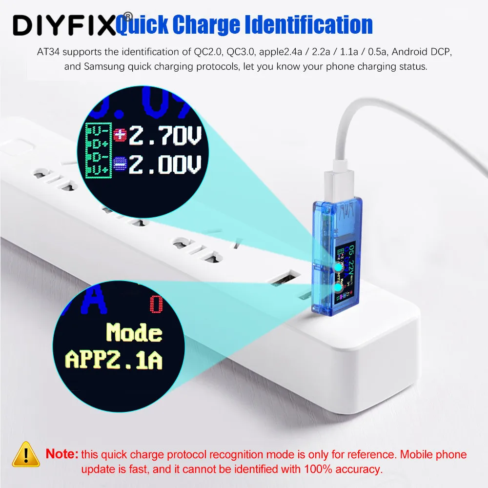 USB-тестер DIYFIX 3 0 HD цветной ЖК-дисплей вольтметр амперметр измеритель напряжения и