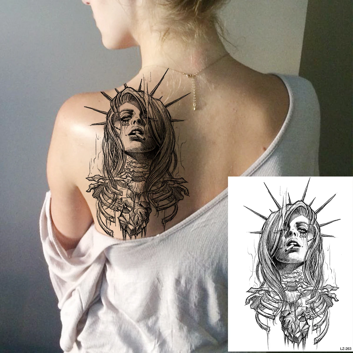 Реалистичный черный на Хэллоуин наволочки со скелетом и временные татуировки