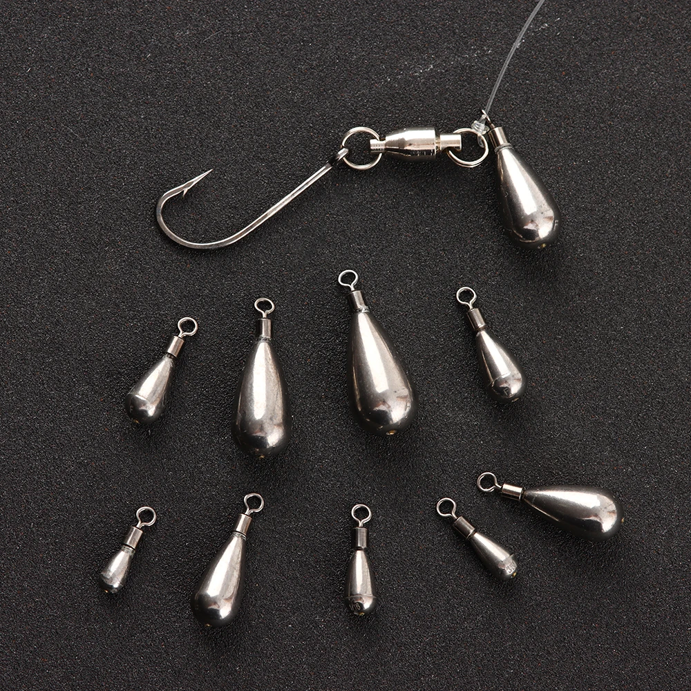 1 Pcs 0.9g-14g Fishing Line Tungsten Sinkers Fall Tear Drop Shot Weights For Bass Hook Connector Tackle Accessories | Спорт и