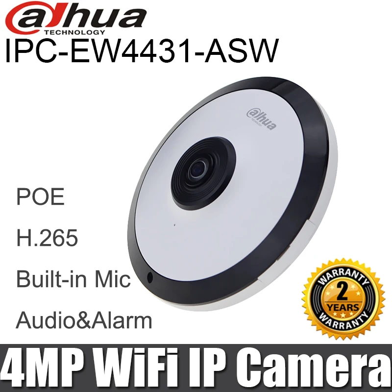 Dahua IPC-EW4431-ASW 4 МП рыбий глаз IP панорамный фотоаппарат H.265 Встроенный микрофон слот для sd-карты сетевая камера DH-IPC-EW4431-ASW