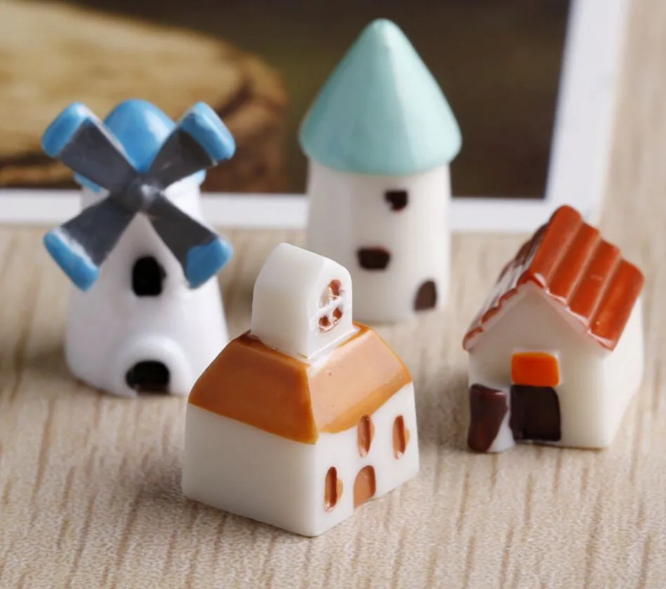 4 шт Мини смолы замок Craft аксессуары для украшения дома церковь ветряные мельницы