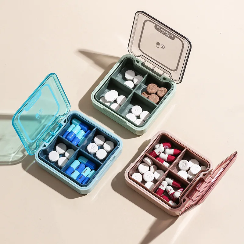 

1PC Portable 7 Days Weekly Tablet Pill Medicine Box Holder Storage Organizer Container Case 4 Grids Pill Box