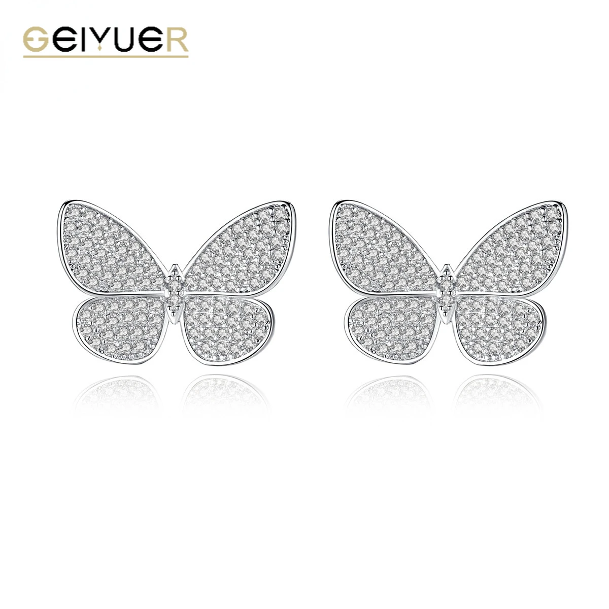 

Butterfly Flying Stud Earrings Fashion Jewelry Delicate Micro Paved Shining Tiny Clear Cubic Zirconia Ear Accessories for Girls