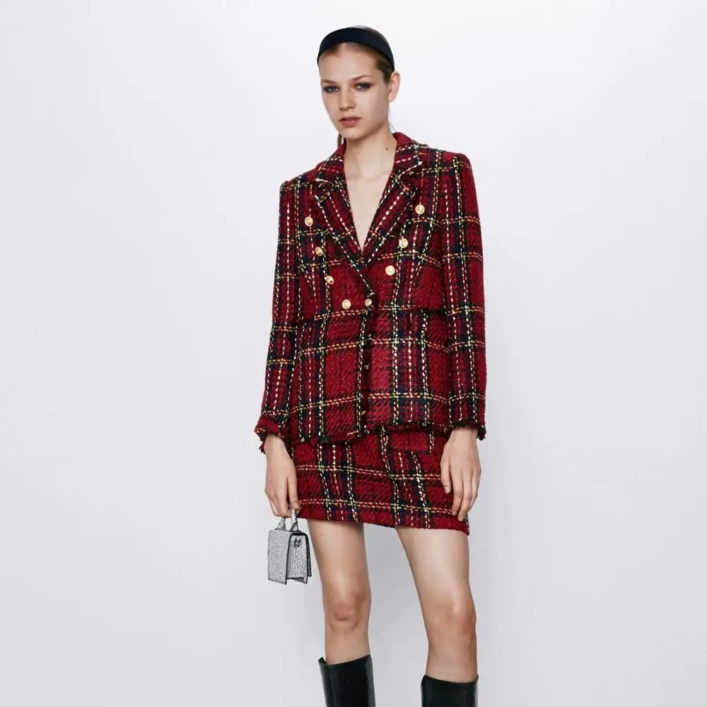 Модное рождественское красное клетчатое пальто для женщин эффектное хлопковое