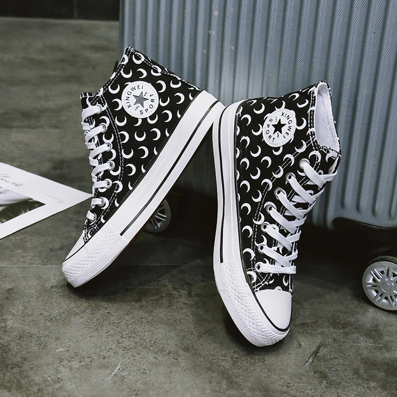 Аутентичный бренд цветочный дизайн парусиновые кроссовки с высоким берцем