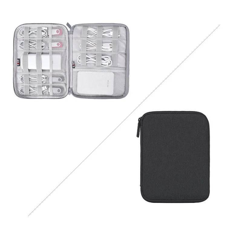 L double layer black Портативные цифровые сумки USB кабель Органайзер зарядное устройство дорожная сумка для хранения данных сумка для наушников провод чехол флэш-накопитель для переноски - Цвет: L double layer black