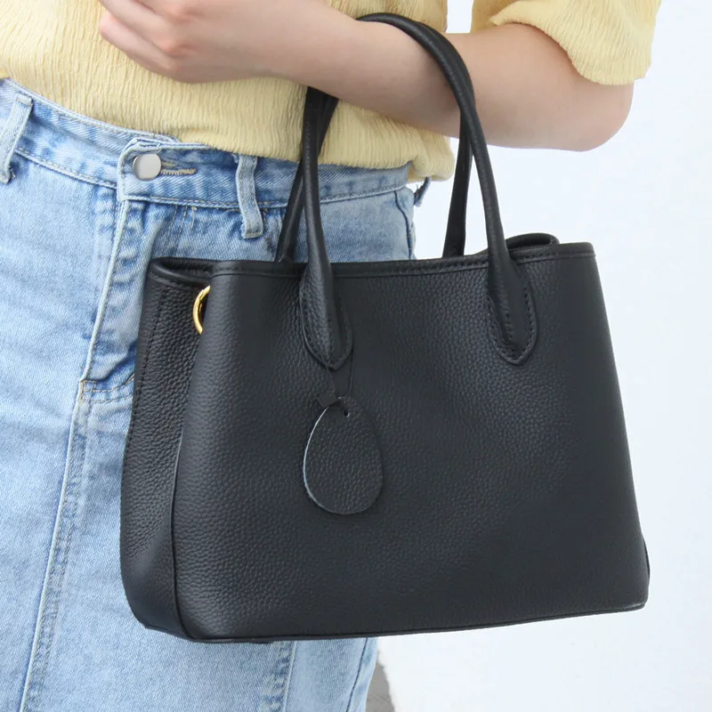 

Top-Handle Bag Business Female Tote Genuine Cow Leather Shoulder Crossbody Bags High Quality Fashion Solid Women Luxury Handbags