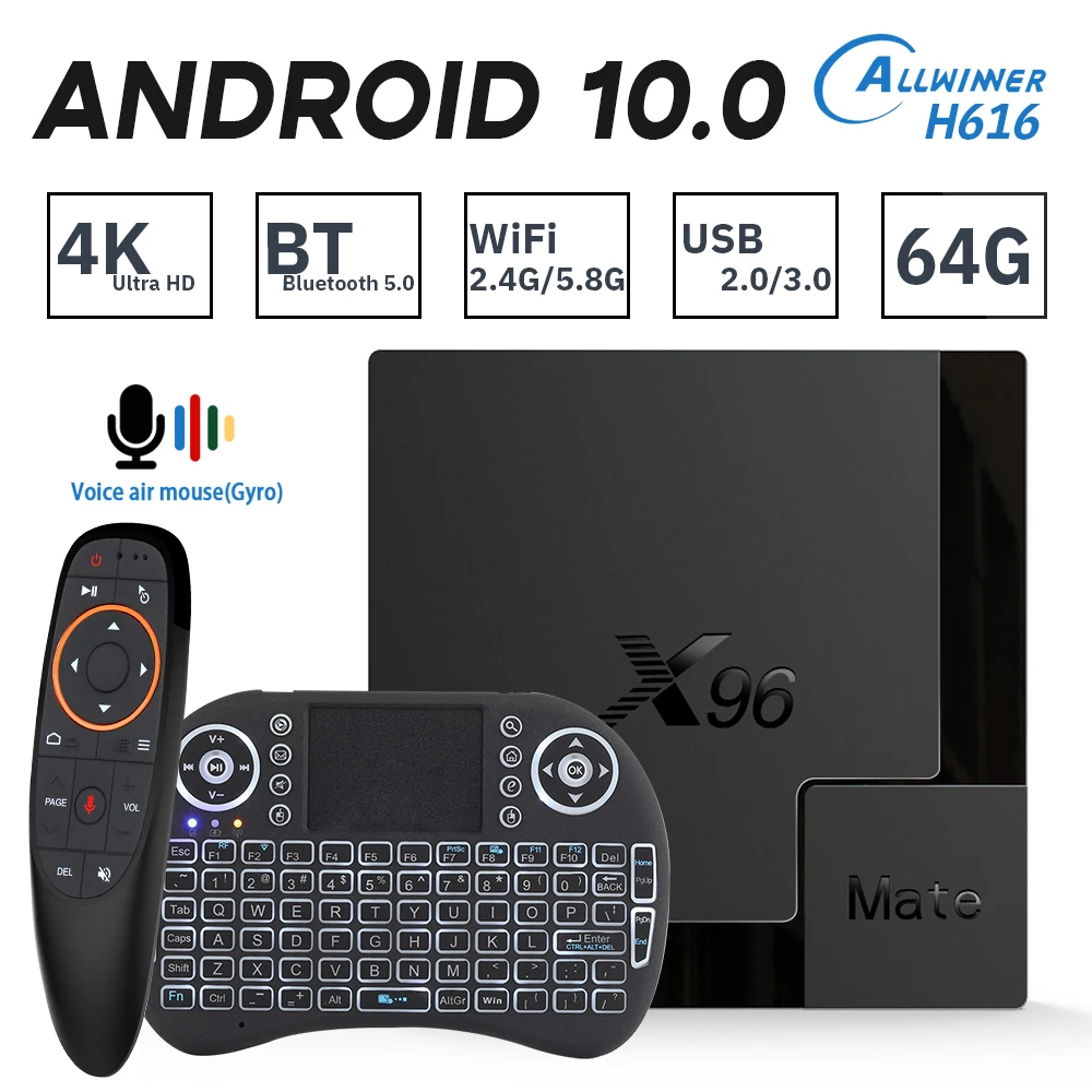 

GIAUSA X96 Allwinner H616 Android 10 TV BOX 2.4G&5.8G wifi Bluetooth 4K 3D Youtube 32G 64G Android TV Set top box Media player