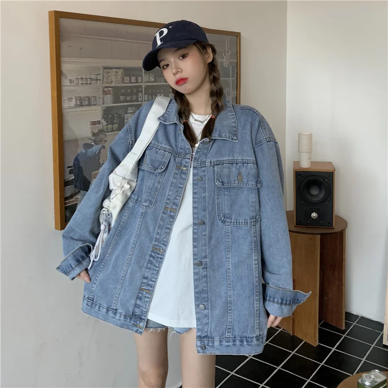 

Cost-Effective Chic Korean Retro Hong Kong Boyfriend Style Loose Lazy Denim Jacket Washed Cowboy Female Autumn And Winter 2021